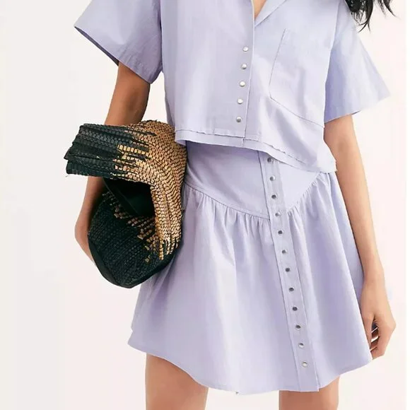 Free People Endless Summer On Holiday Mini Skirt High Waisted Wisteria XS - Picture 2 of 7